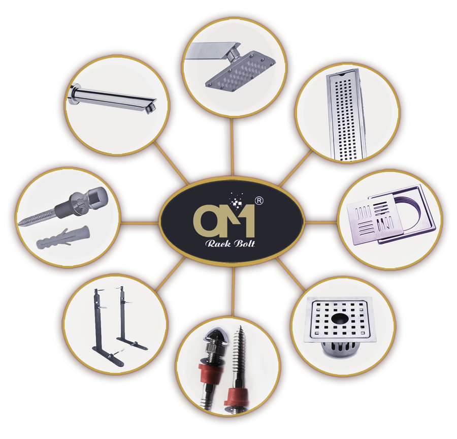 Pitrukrupa Engineering Sanitary and Hardware SS Bath Fitting Accessories Rack Bolt - Wall Hung Bidet Bolt - Drain Jali - Shower Drain Jali - Shower Arm Nal Manufacturers SS 202 - 304 Grade